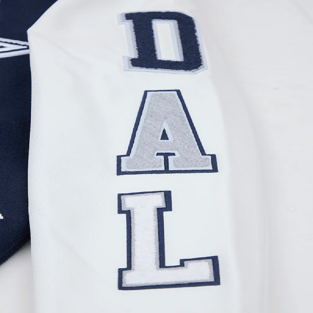 Dallas Cowboys Classic Navy & White Wool & Leather Varsity Jacket - Image 7