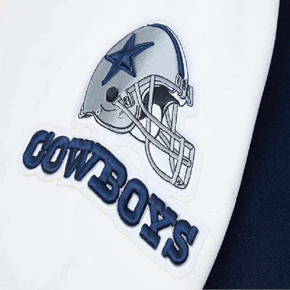 Dallas Cowboys Classic Navy & White Wool & Leather Varsity Jacket - Image 8