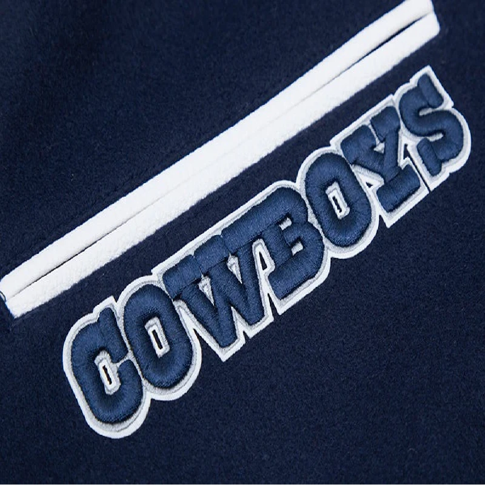 Dallas Cowboys Classic Navy & White Wool & Leather Varsity Jacket - Image 6