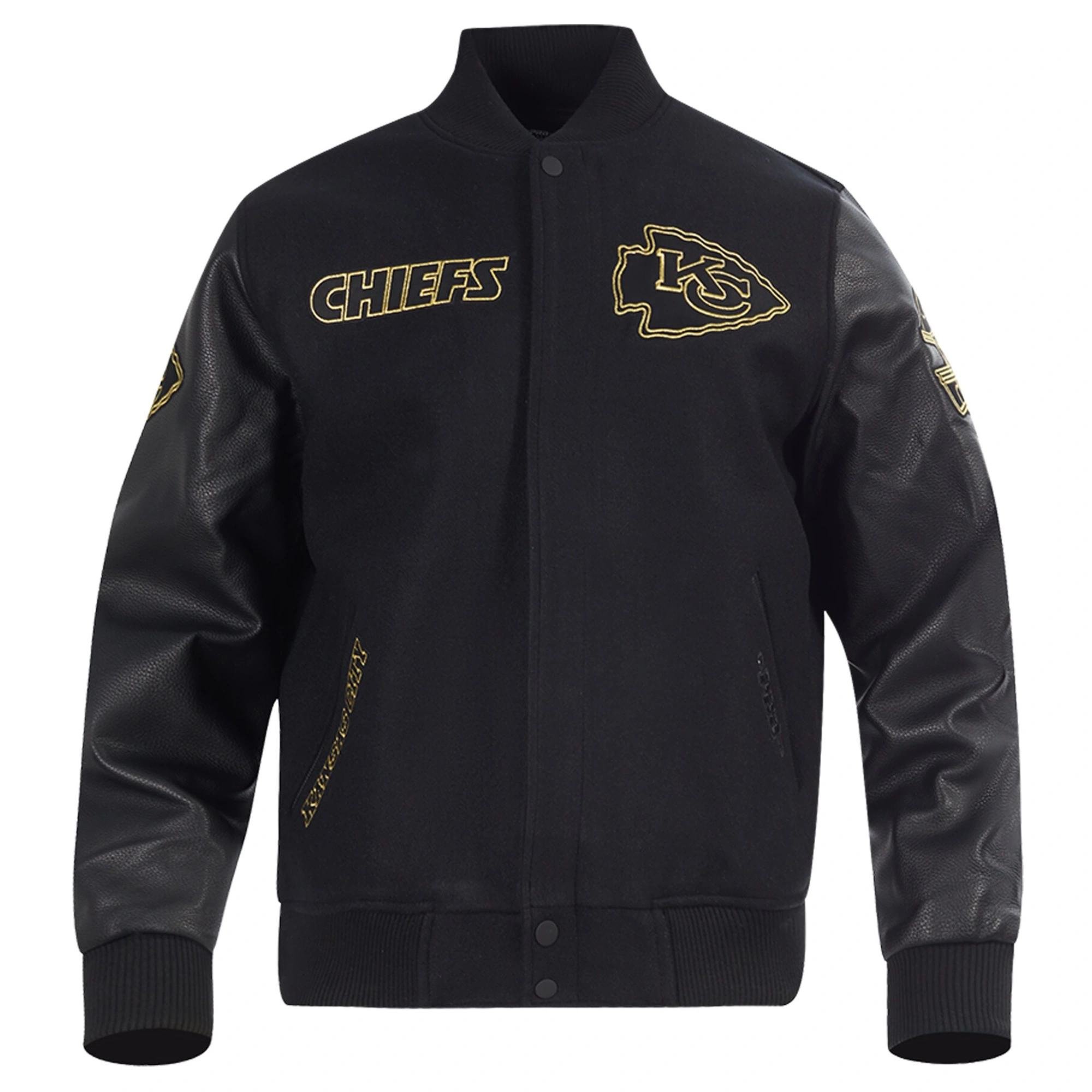 Kansas City Chiefs Black & Gold Wool/Leather Black Varsity Jacket