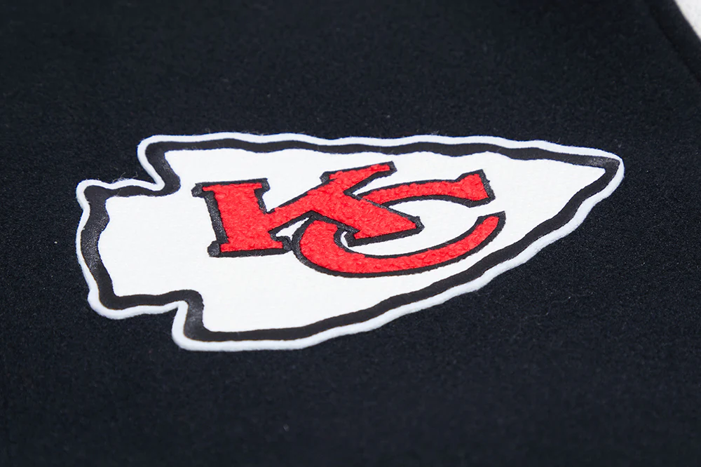 Kansas City Chiefs Classic Black & White Wool & Leather Varsity Jacket - Image 8