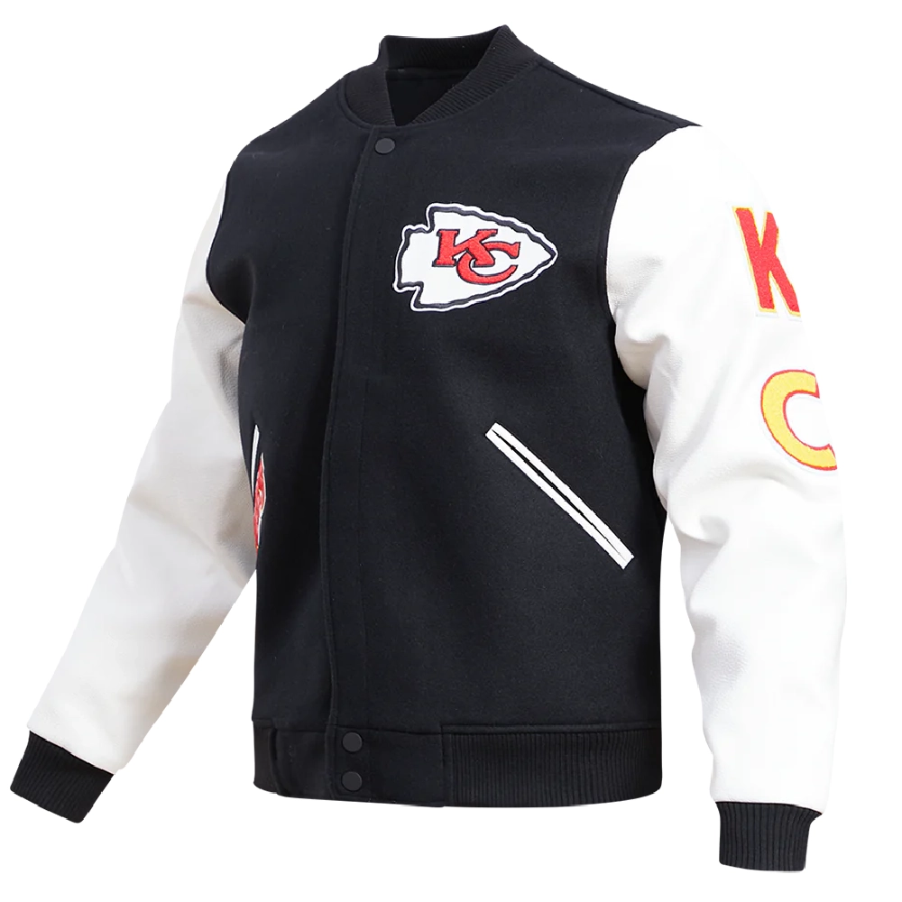 Alternative view of Kansas City Chiefs Classic Black & White Wool & Leather Varsity Jacket