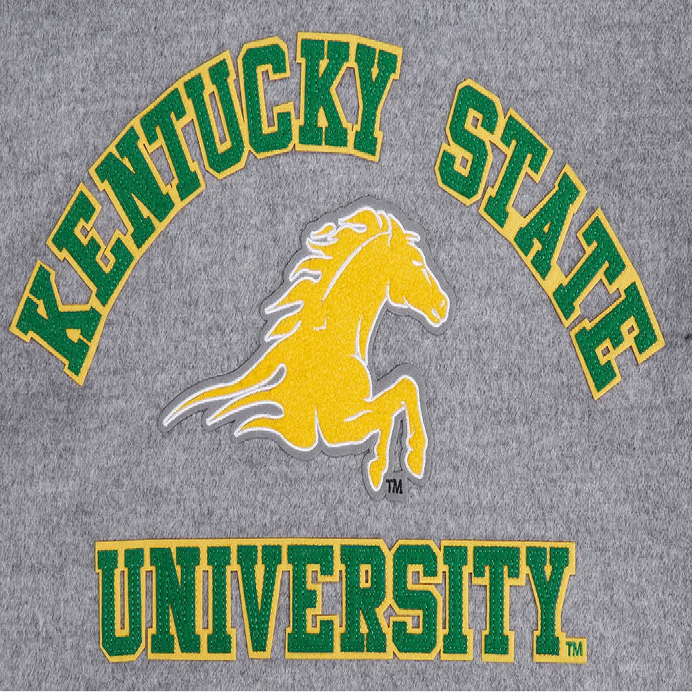 Kentucky State Thorobreds Classic Gray & White Wool & Leather Varsity Jacket - Image 8