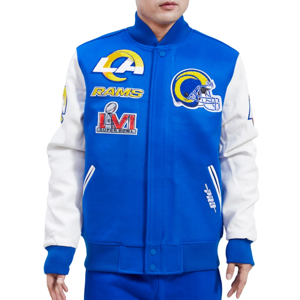 Los Angeles Rams Mashup Wool & Leather Blue & White Varsity Jacket