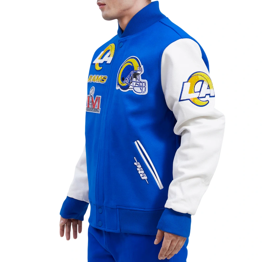 Alternative view of Los Angeles Rams Mashup Wool & Leather Blue & White Varsity Jacket