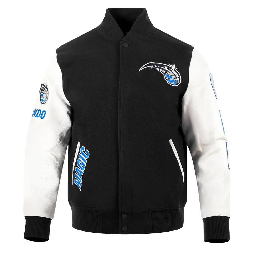 Orlando Magic Classic Black & White Wool & Leather Varsity Jacket