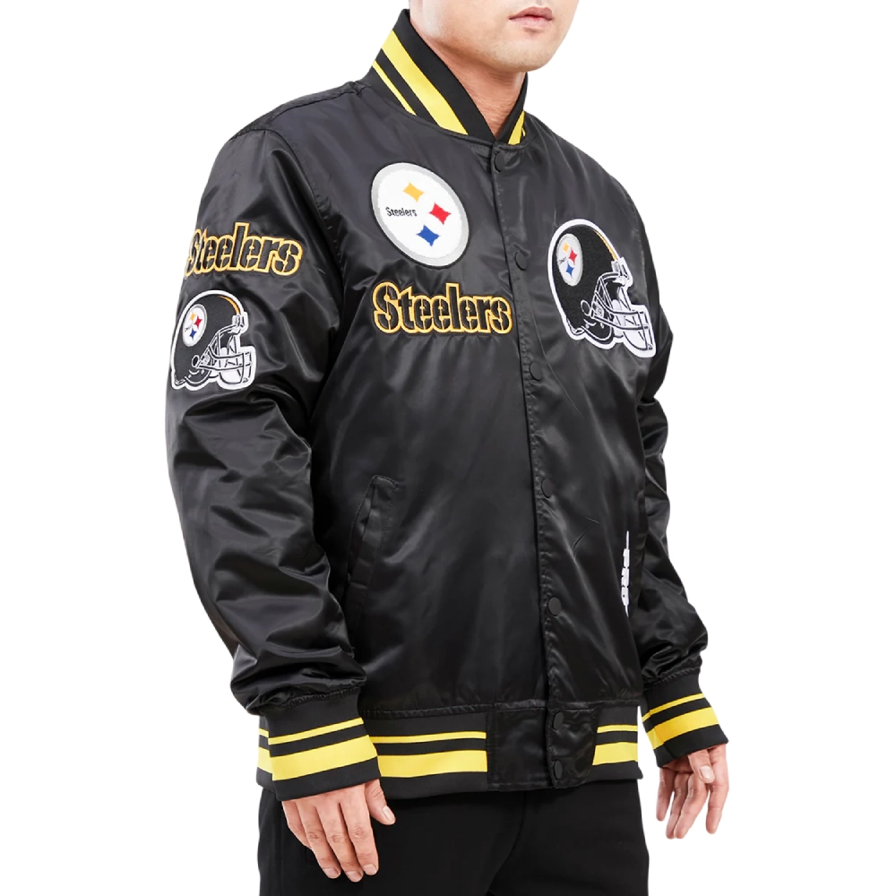 Alternative view of Pittsburgh Steelers Mashup Black Satin Varsity Jacket