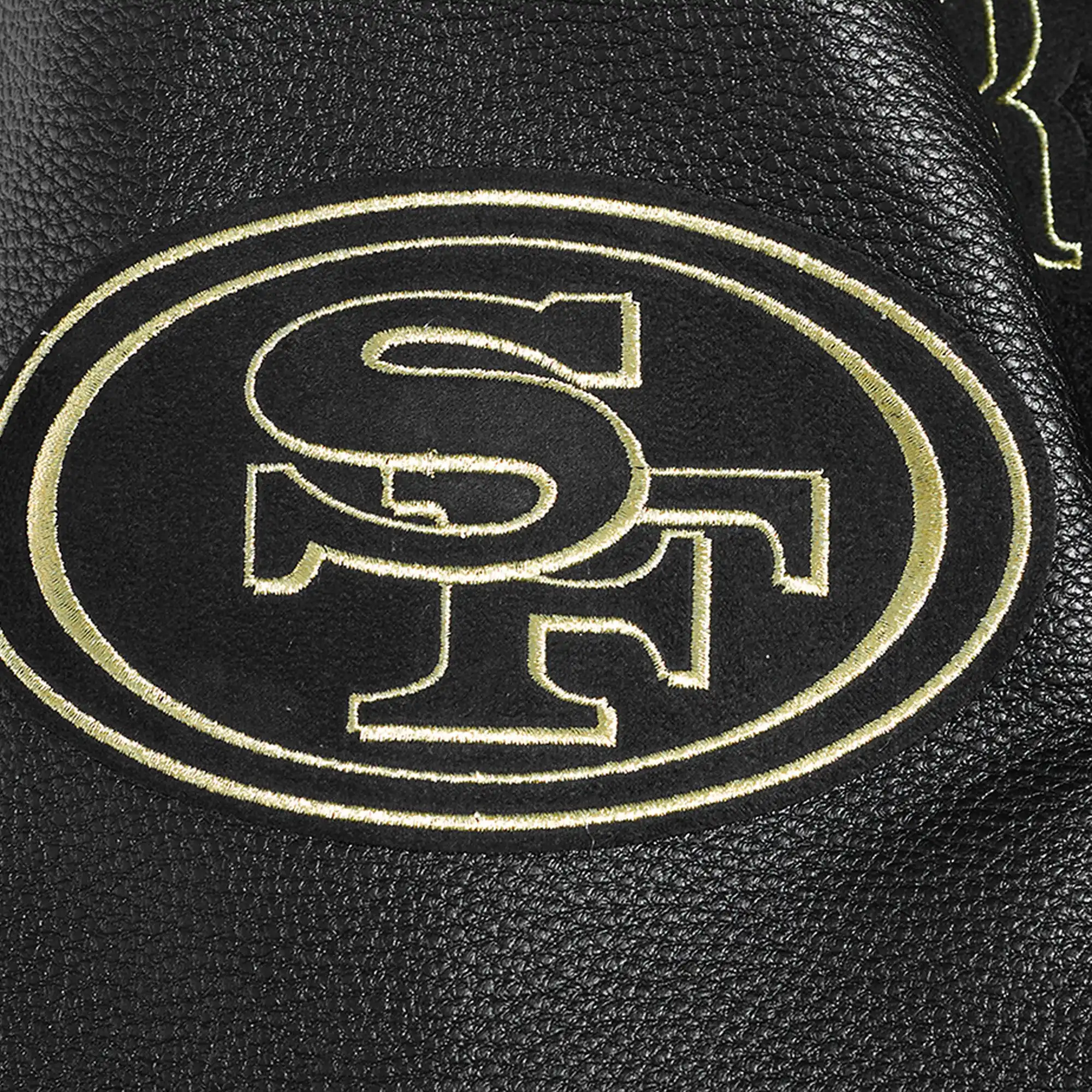 San Francisco 49ers Black & Gold Wool/Leather Black Varsity Jacket - Image 5
