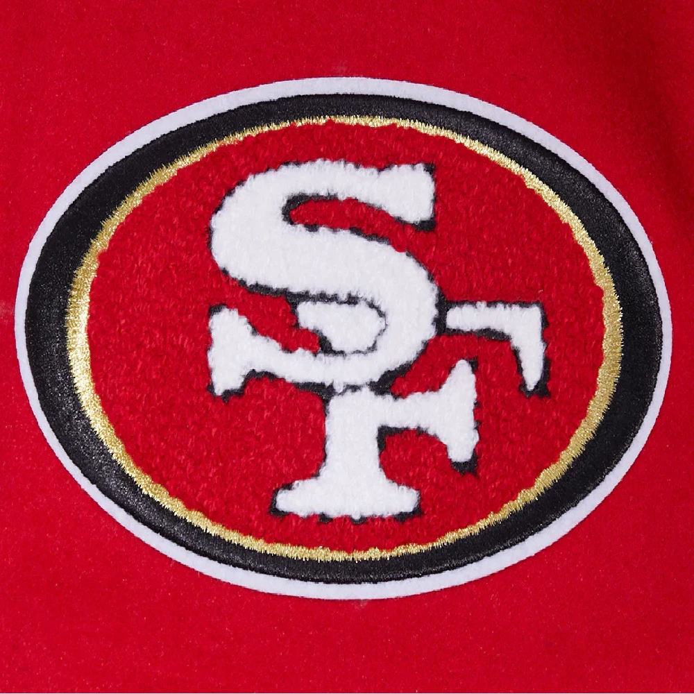San Francisco 49ers Classic Red & White Wool & Leather Varsity Jacket - Image 5