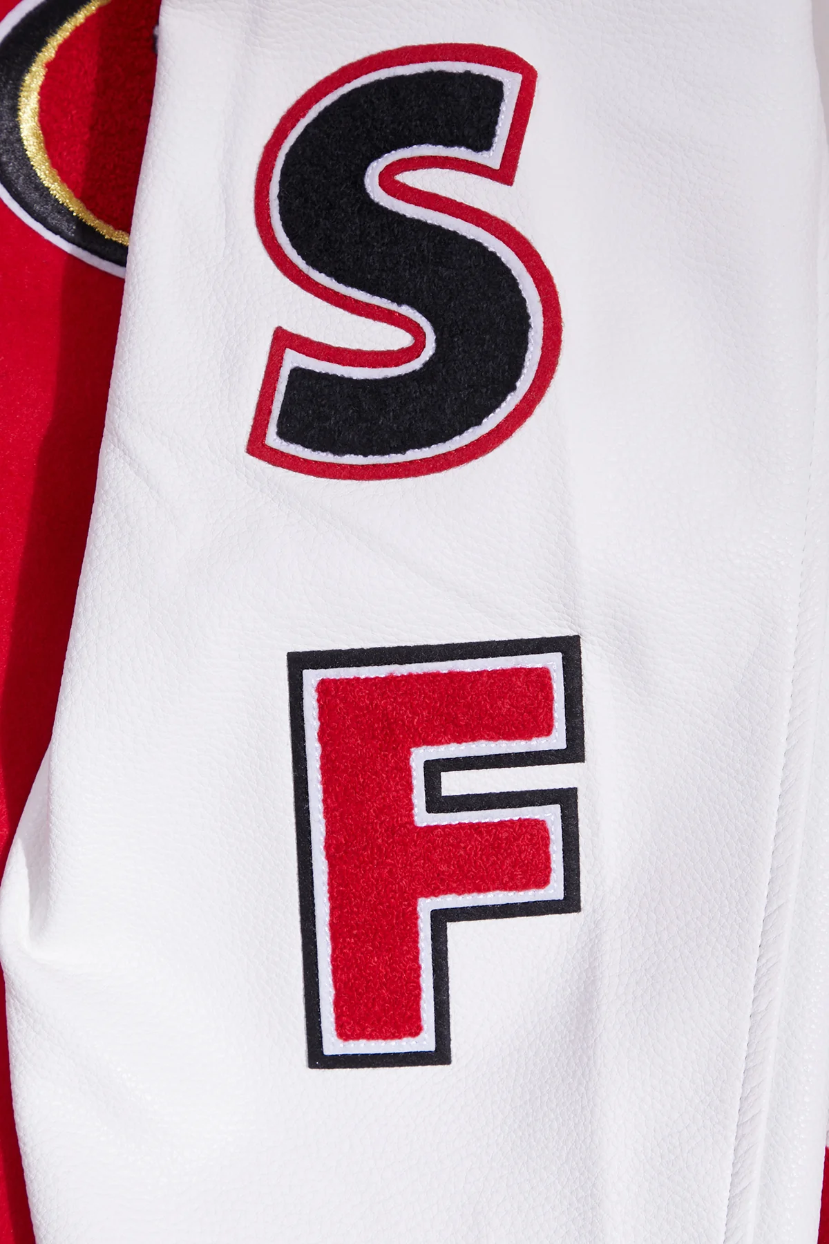 San Francisco 49ers Classic Red & White Wool & Leather Varsity Jacket - Image 8