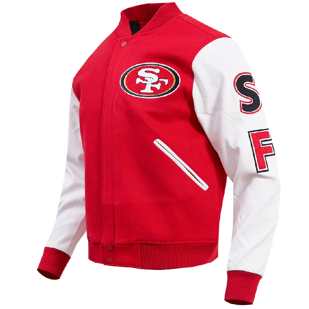 Alternative view of San Francisco 49ers Classic Red & White Wool & Leather Varsity Jacket