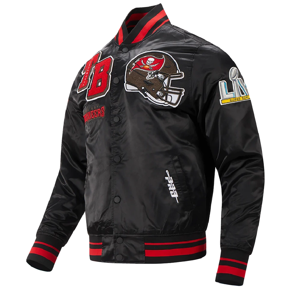 Alternative view of Tampa Bay Buccaneers Mashup Black Satin Varsity Jacket