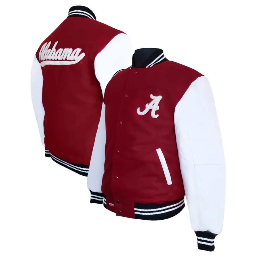 Alabama Crimson Tide Graduate Maroon Wool & Leather Varsity Jacket - Image 3