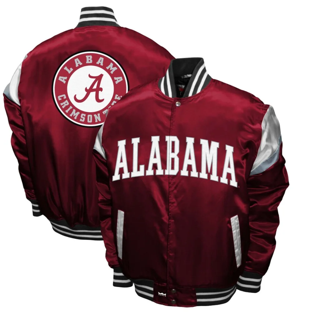 Alabama Crimson Tide Power Satin Varsity Jacket - Image 3