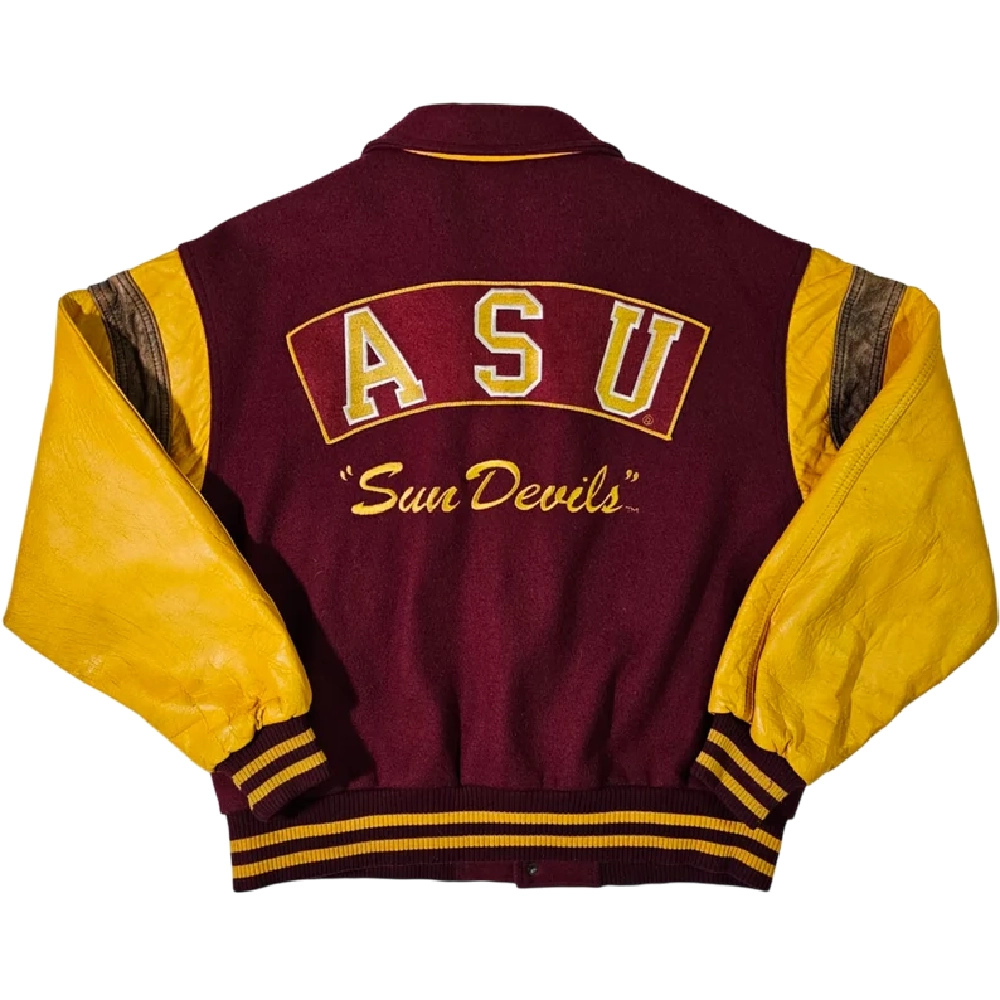Arizona State Sun Devils 90s Letterman Satin Varsity Jacket - Image 2