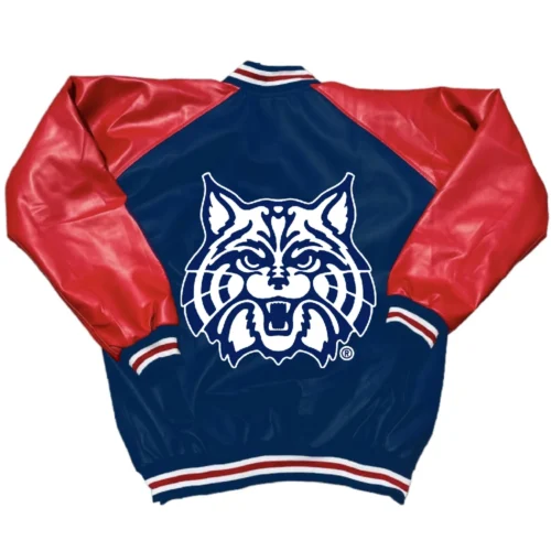 Alternative view of Arizona Wildcats Letterman Navy & Red Leather Varsity Jacket