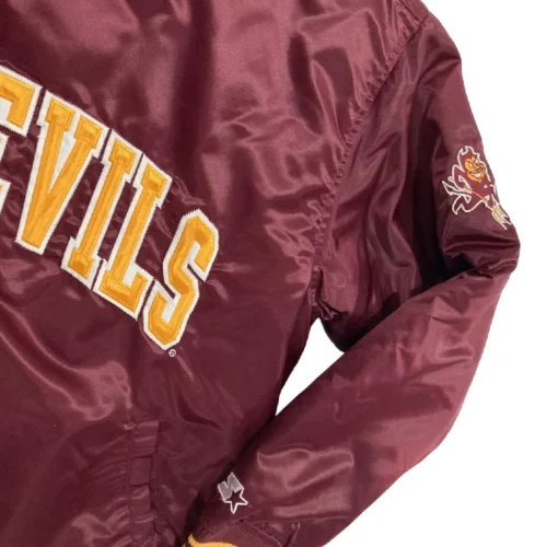 Alternative view of Arizona State Sun Devils Classic Maroon Satin Varsity Jacket