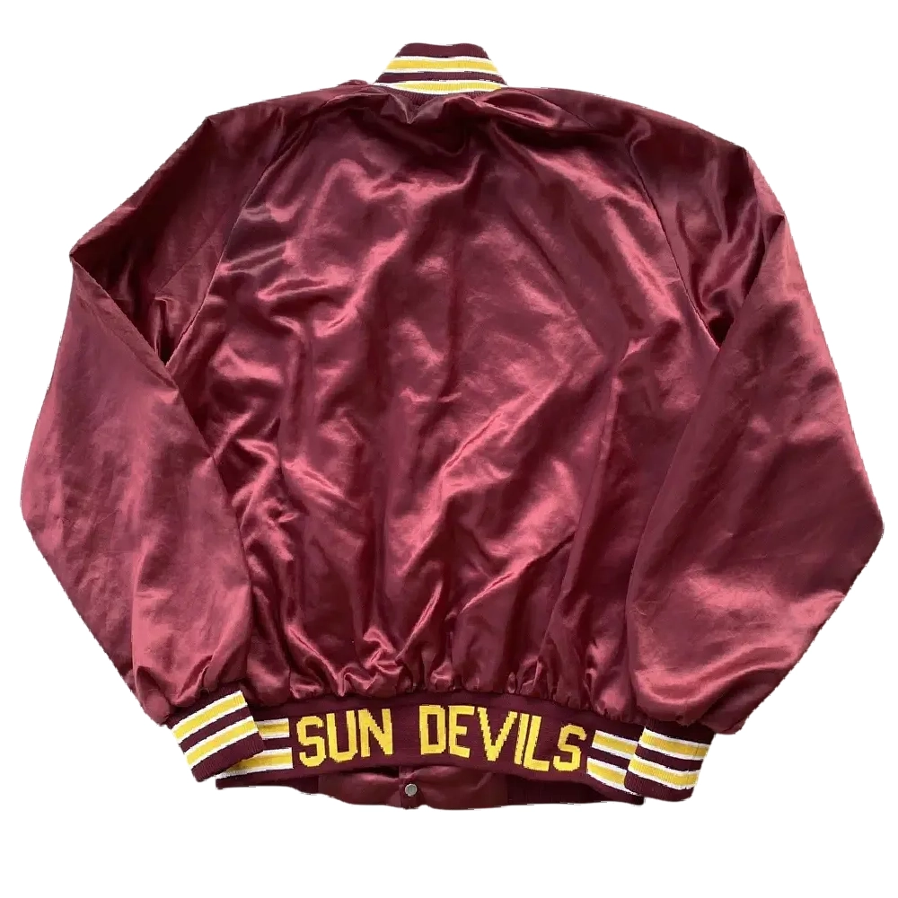 Arizona State Sun Devils Vintage Maroon Satin Varsity Jacket - Image 2