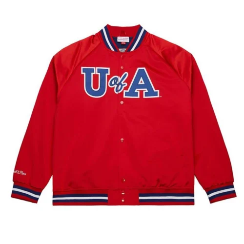 Arizona Wildcats Throwback Wordmark Red Satin Varsity Jacket