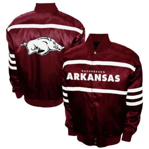 Arkansas Razorbacks 2nd Era Satin Varsity Jacket - Image 3