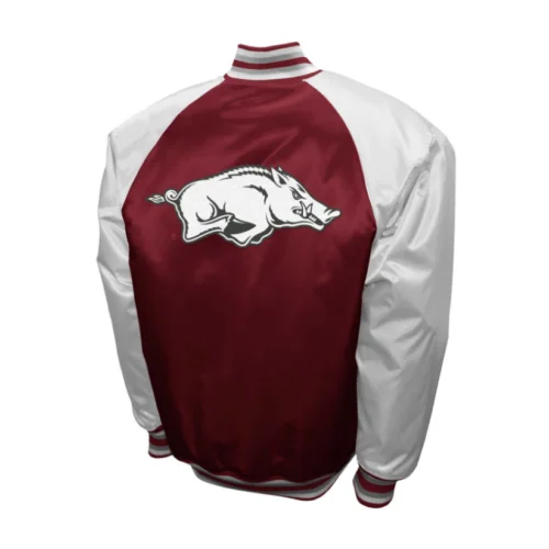Alternative view of Arkansas Razorbacks  The Game Satin Varsity Jacket