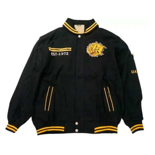 Arkansas Pine Bluff Golden Lions Vintage Black Satin Varsity Jacket