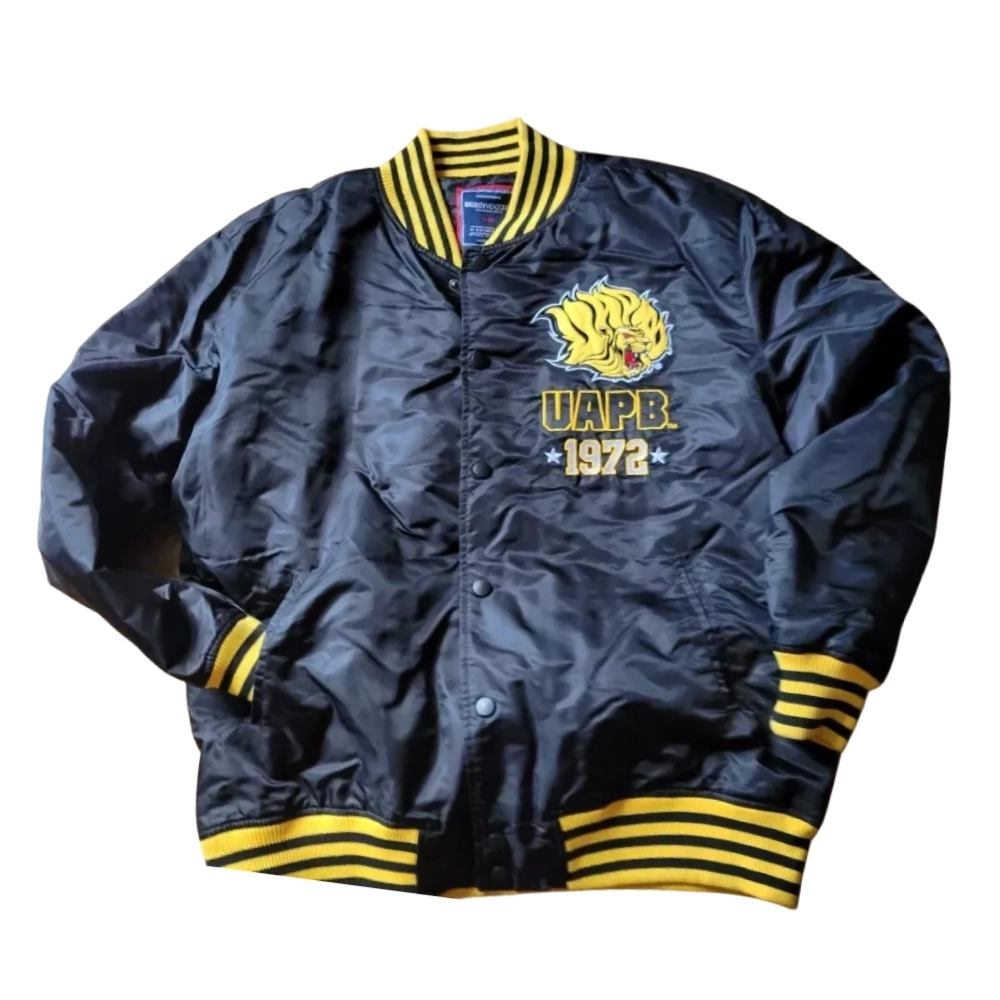 Arkansas Pine Bluff Golden Lions Vintage Navy Satin Varsity Jacket