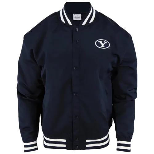 Brigham Young University Vintage Navy Satin Varsity Jacket