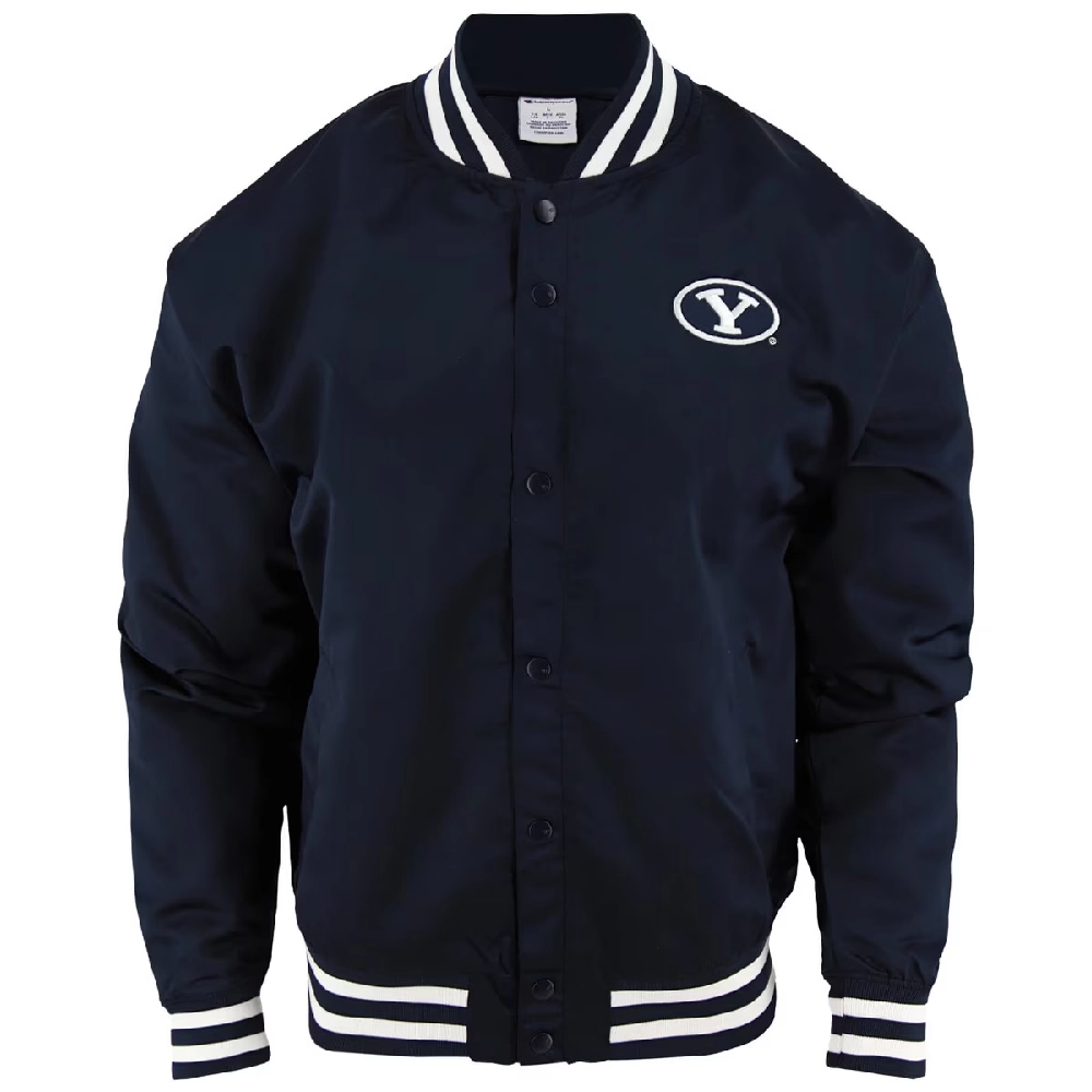 Brigham Young University Vintage Navy Satin Varsity Jacket