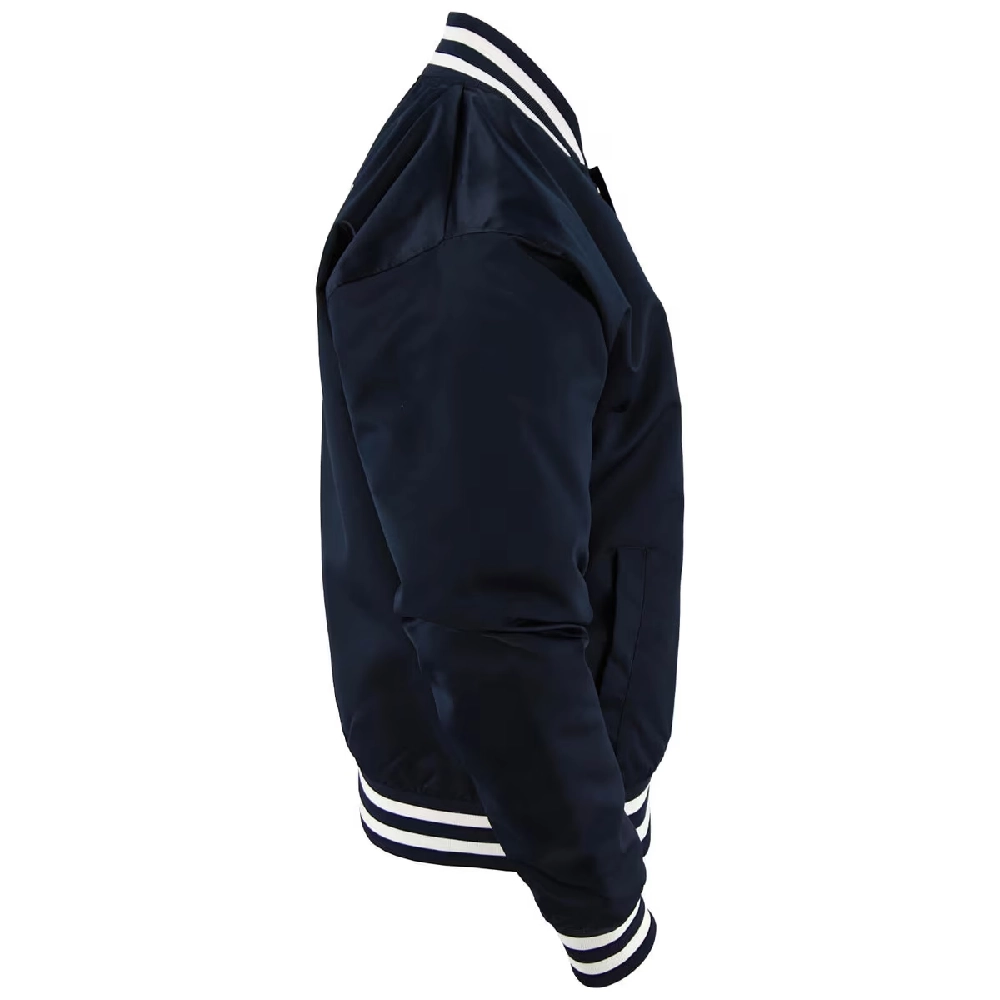 Brigham Young University Vintage Navy Satin Varsity Jacket - Image 3