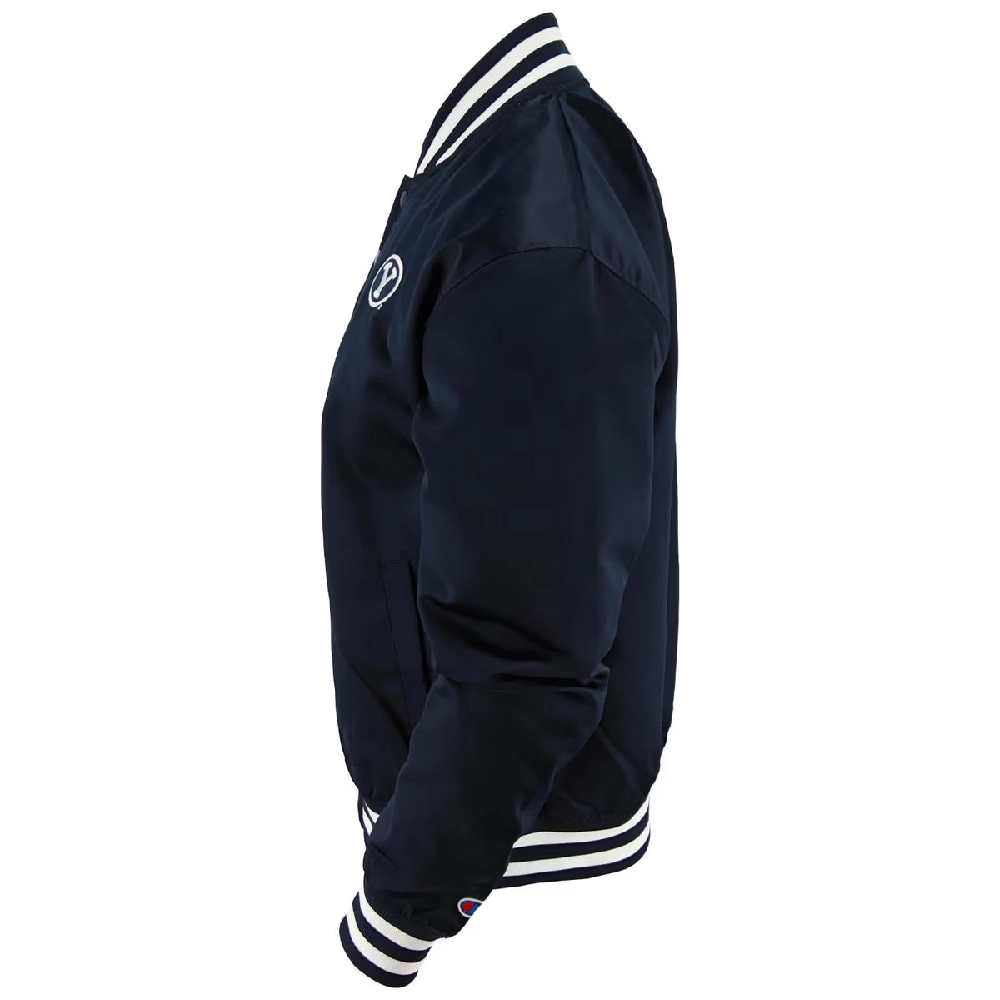 Brigham Young University Vintage Navy Satin Varsity Jacket - Image 2