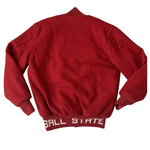 Alternative view of Ball State Cardinals 80s Letterman Red Wool Varsity Jacket