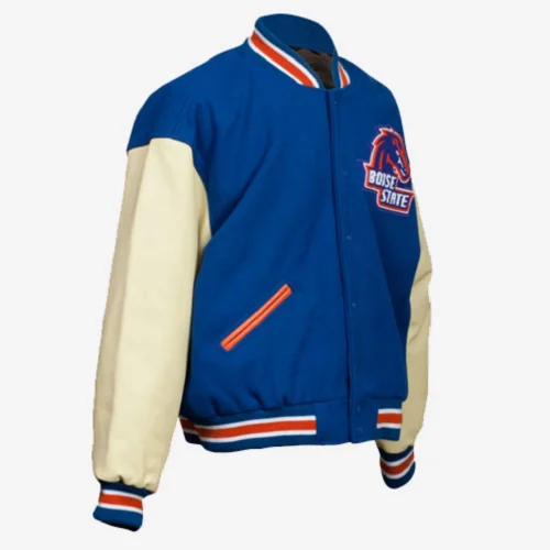 Boise State Broncos Vintage Blue & Cream Wool & Leather Varsity Jacket - Image 3