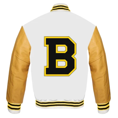 Alternative view of Boston Bruins Classic White & Gold Wool & Leather Varsity Jacket