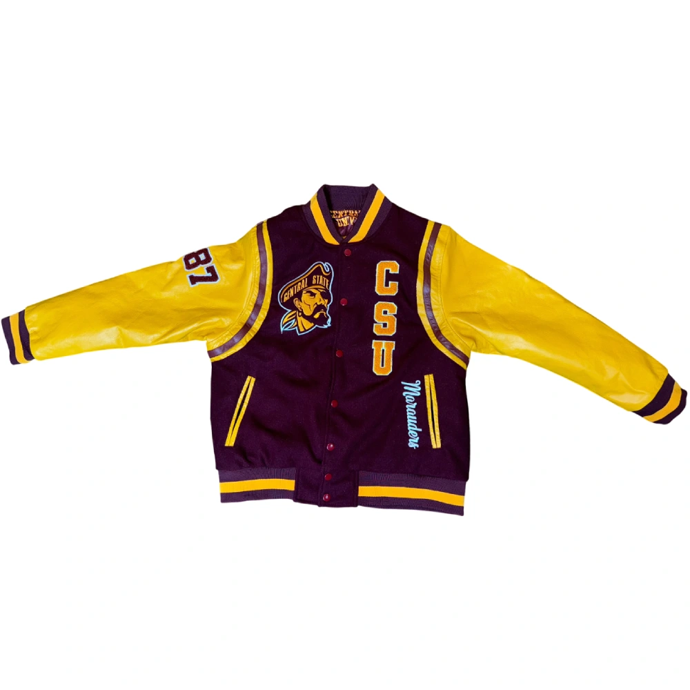 Central State Marauders Letterman Maroon & Gold Wool/Leather Jacket