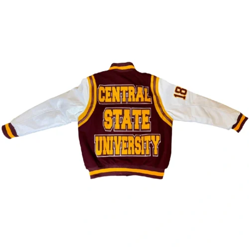 Alternative view of Central State Marauders Letterman Maroon & White Wool/Leather Varsity Jacket