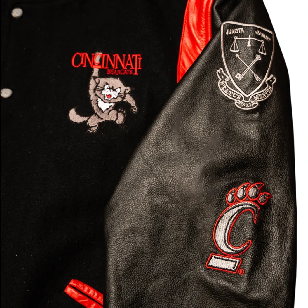 Cincinnati Bearcats Letterman Black Varsity Jacket - Image 4