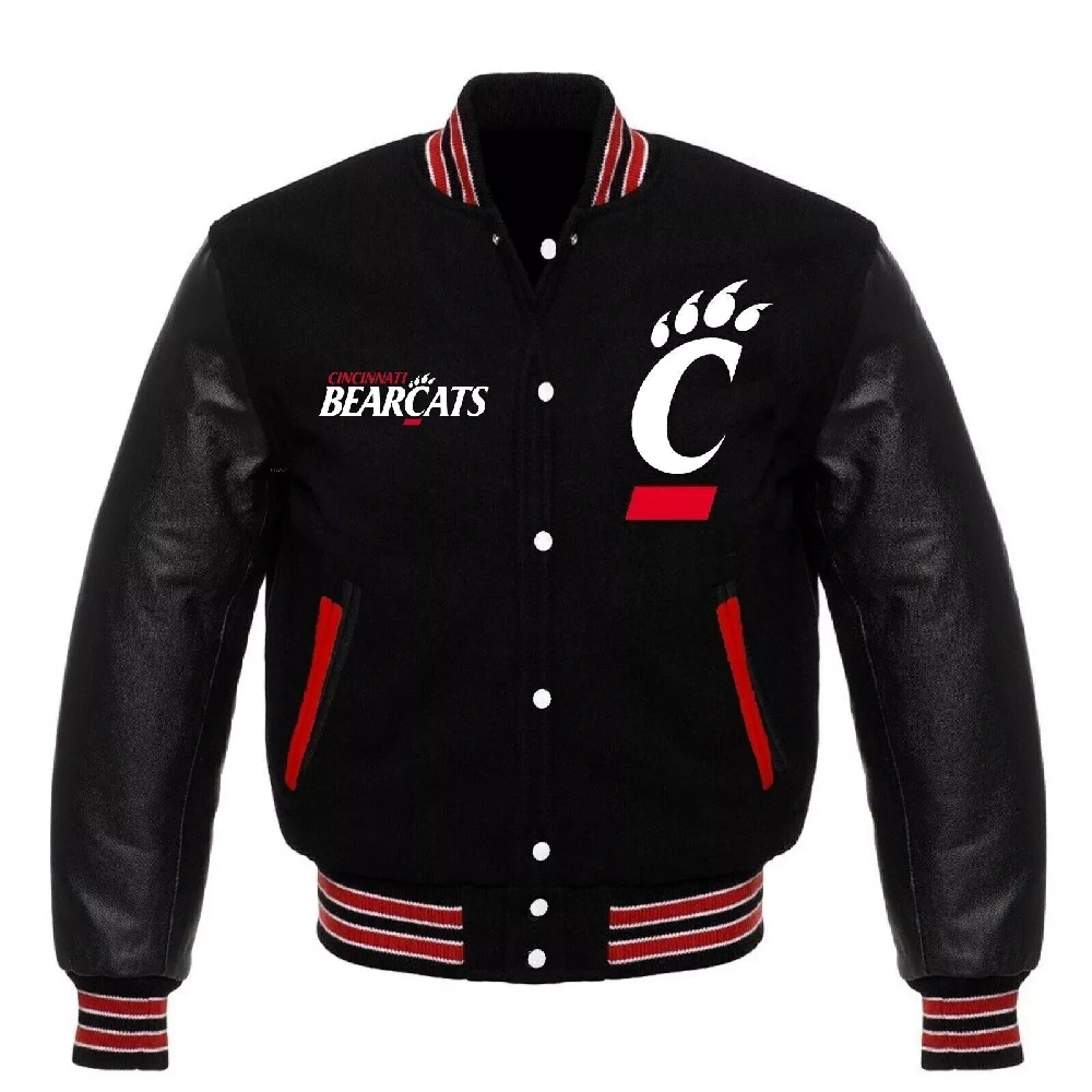 Cincinnati Bearcats Letterman Black Wool & Leather Varsity Jacket