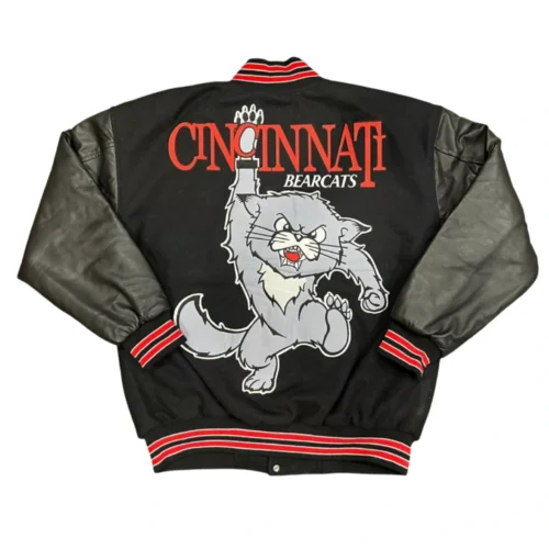 Alternative view of Cincinnati Bearcats Letterman Black Wool & Leather Varsity Jacket
