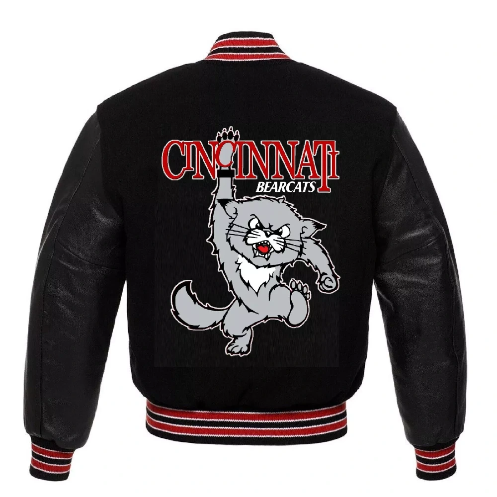 Cincinnati Bearcats Letterman Ribbed Knitted Wool & Leather Varsity Jacket - Image 2