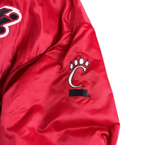 Cincinnati Bearcats Vintage Red Bomber Satin Varsity Jacket - Image 4