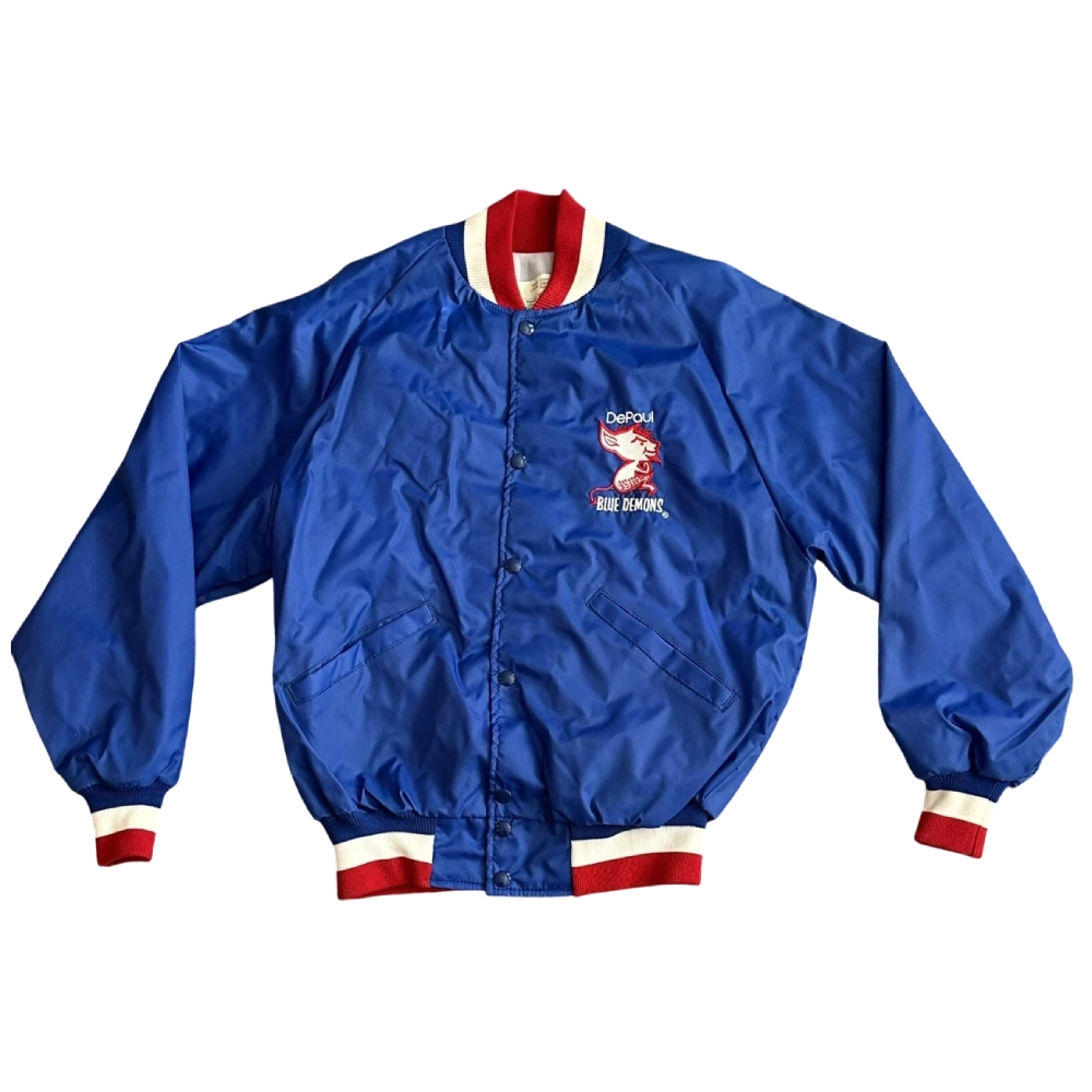 Depaul Blue Demons Vintage Blue Satin Varsity Jacket