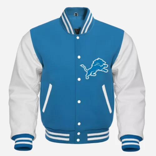 Detroit Lions Letterman Wool & Leather Varsity Jacket