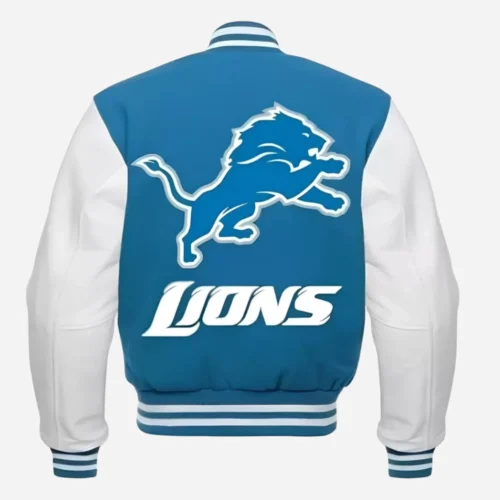 Alternative view of Detroit Lions Letterman Wool & Leather Varsity Jacket
