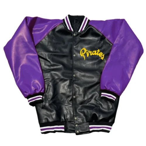 East Carolina Pirates Letterman Black & Purple Leather Varsity Jacket