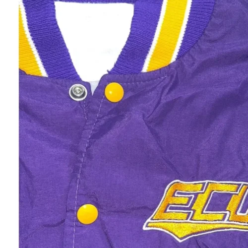 Alternative view of East Carolina Pirates Vintage Full-Zip Purple Satin Varsity Jacket