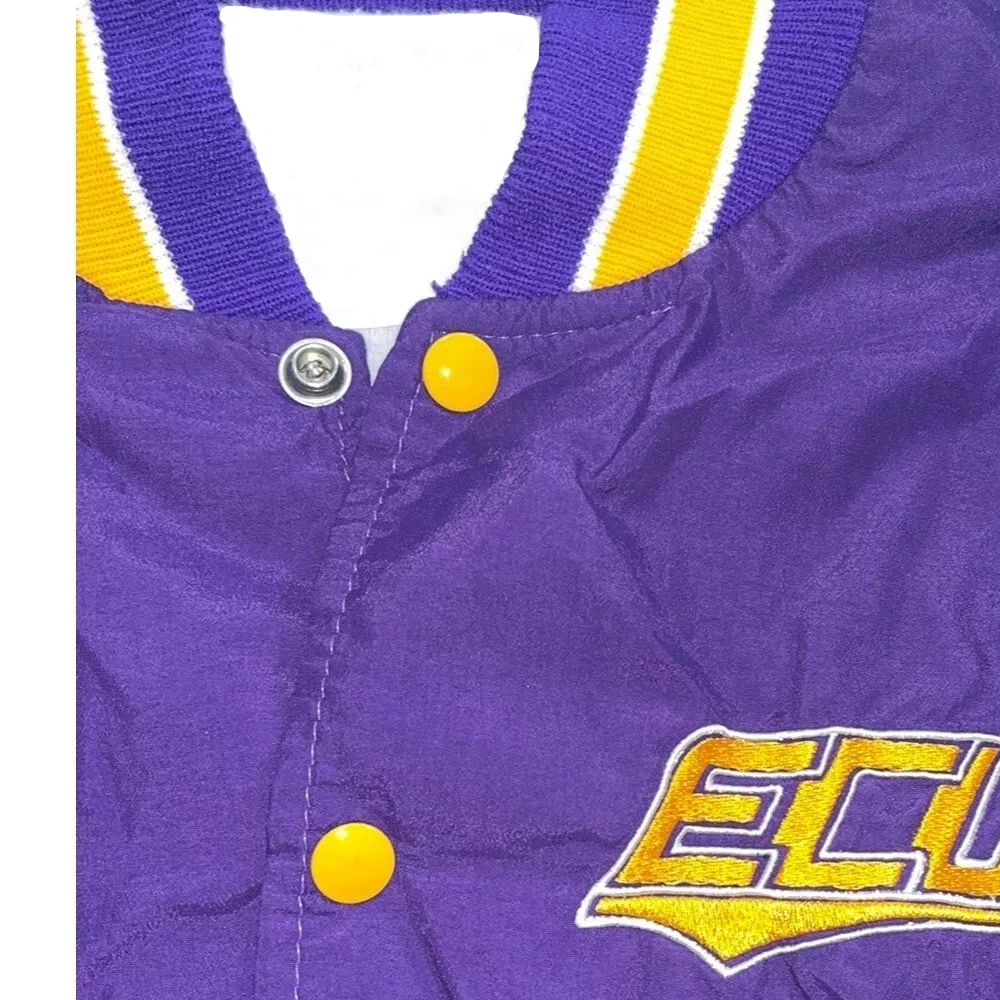 East Carolina Pirates Vintage Full-Zip Purple Satin Varsity Jacket - Image 2