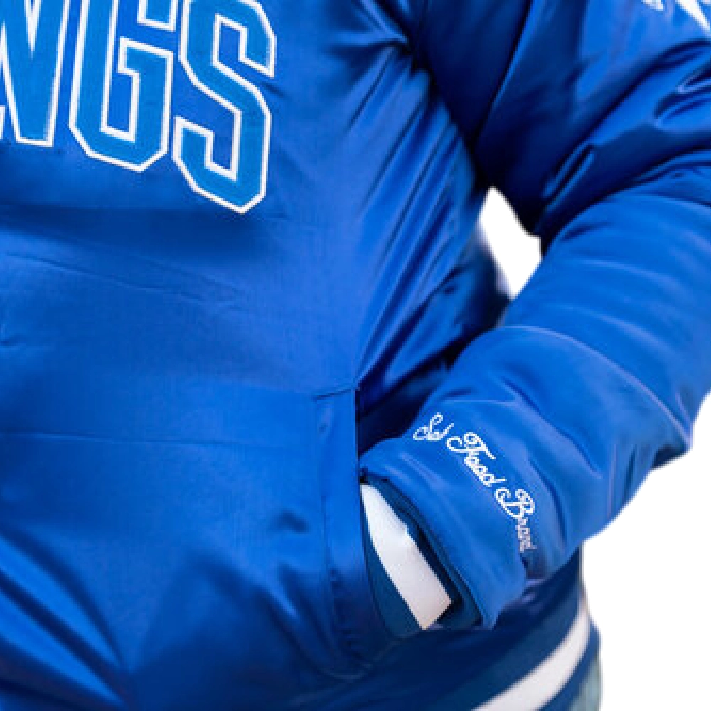 Elizabeth City State Vikings Vintage Royal Satin Varsity Jacket - Image 5