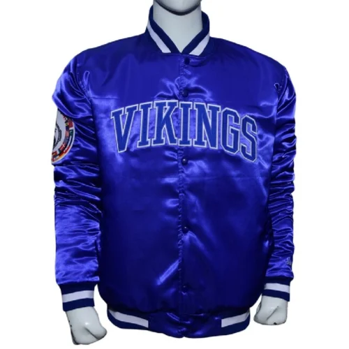Elizabeth City State Vikings Vintage Royal Satin Varsity Jacket