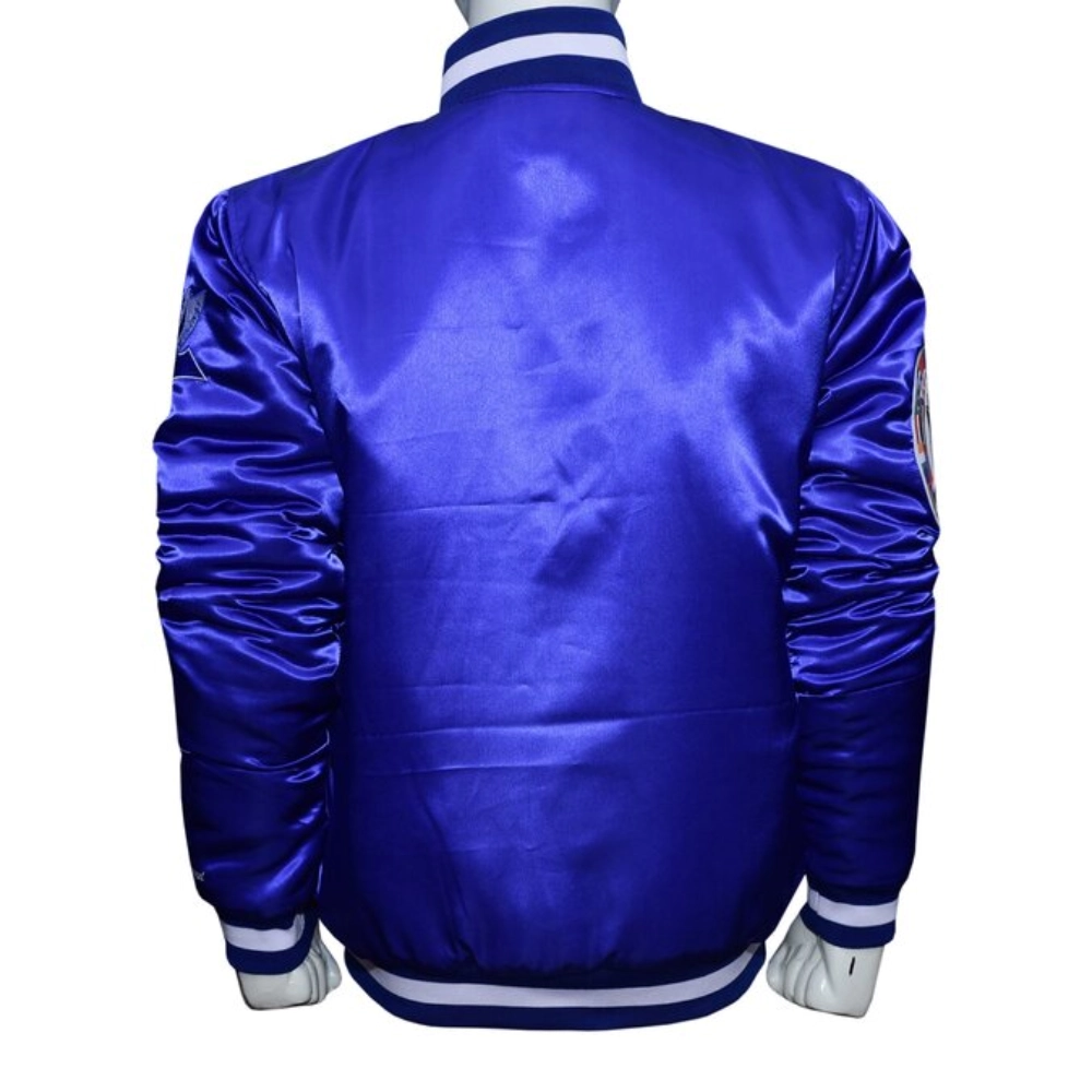 Elizabeth City State Vikings Vintage Royal Satin Varsity Jacket - Image 2